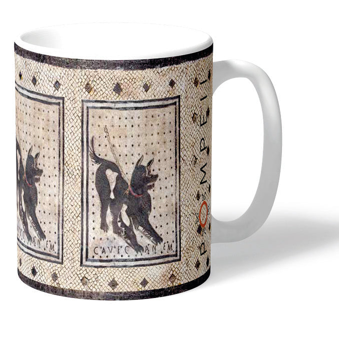 Tazza in ceramica con particolare mosaico Cave canem